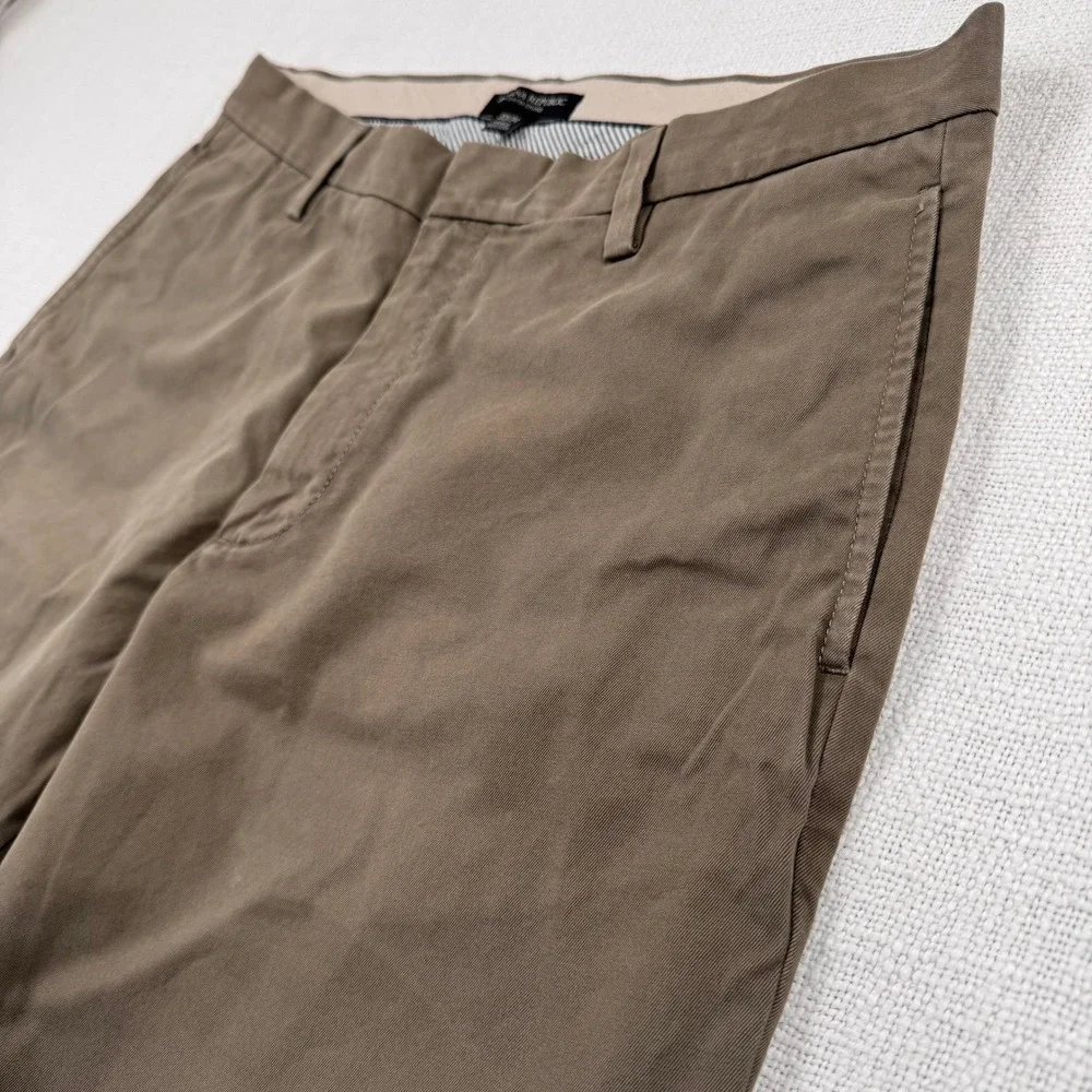 Banana Republic Gavin Straight Leg Chino Men 33x34 Moose Brown Cotton Flat Front
